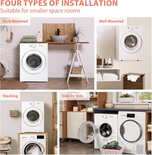 Compact Dryer 1.8 cu. ft. Portable Clothes Dryers with Exhaust Duct