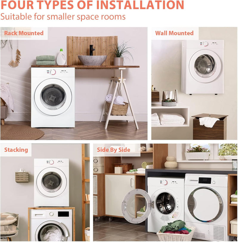 Compact Dryer 1.8 cu. ft. Portable Clothes Dryers with Exhaust Duct