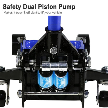 3 Ton Floor Jack, Hydraulic Low Profile Car Jack, Heavy Duty Steel Hydraulic Jack Floor Jack with Dual Piston Quick Lift Pump, Lifting Range 5.1′′-20′′
