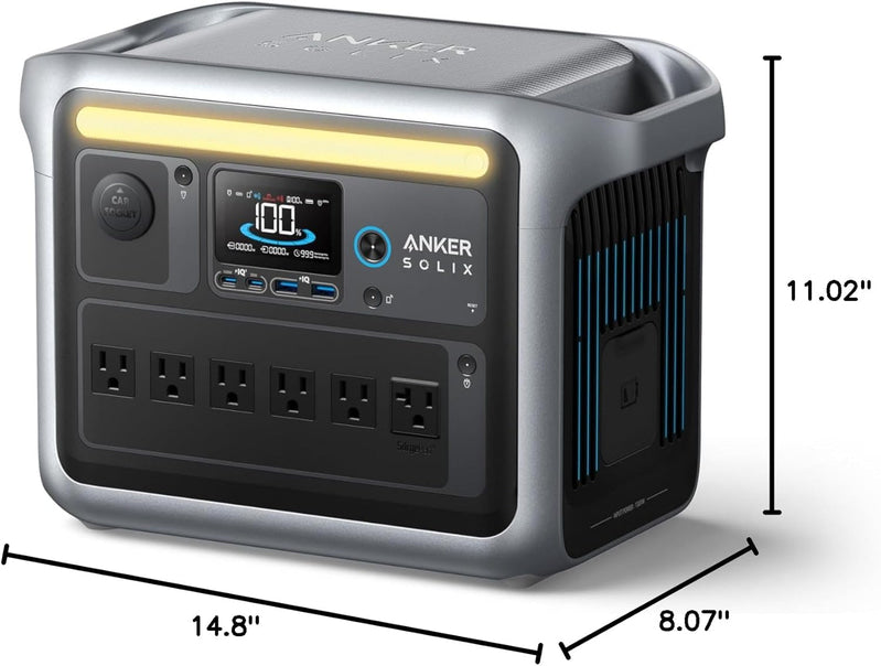 SOLIX C1000 Portable Power Station with 200W Solar Panel, 1800W Solar Generator, 1056wh LFP (LiFePO4) Battery, 6 AC Outlets, Up to 2400W for Home, Power Outages, and Outdoor Camping