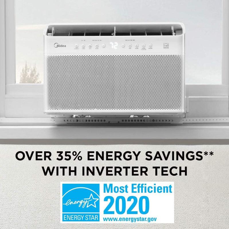 U-Shaped Inverter Window Air Conditioner 12,000BTU with Open Window Flexibility, Robust Installation,Extreme Quiet, 35% Energy Saving, Smart Control, Alexa, Remote, Bracket Included (Renewed)
