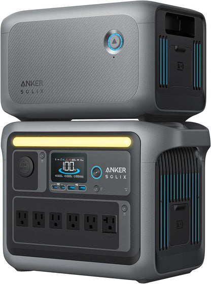 SOLIX C1000 Portable Power Station with 200W Solar Panel, 1800W Solar Generator, 1056wh LFP (LiFePO4) Battery, 6 AC Outlets, Up to 2400W for Home, Power Outages, and Outdoor Camping