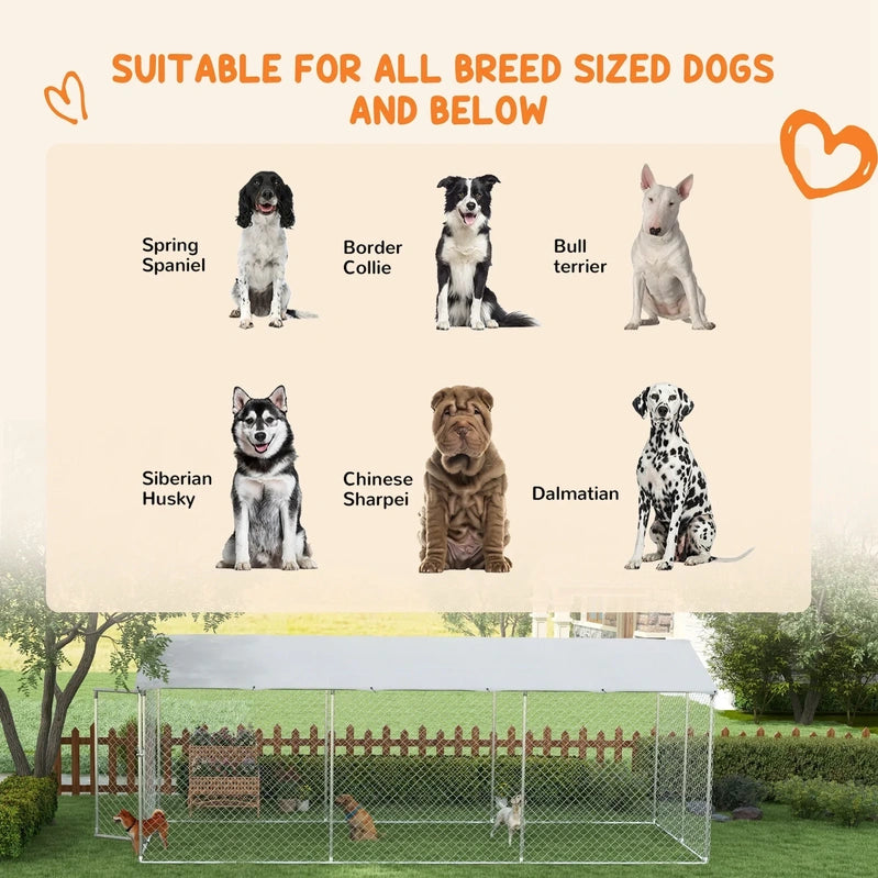 PawHut 19.7' x 7.5' x 7.5' Outdoor Dog Kennel W/ Waterproof Roof