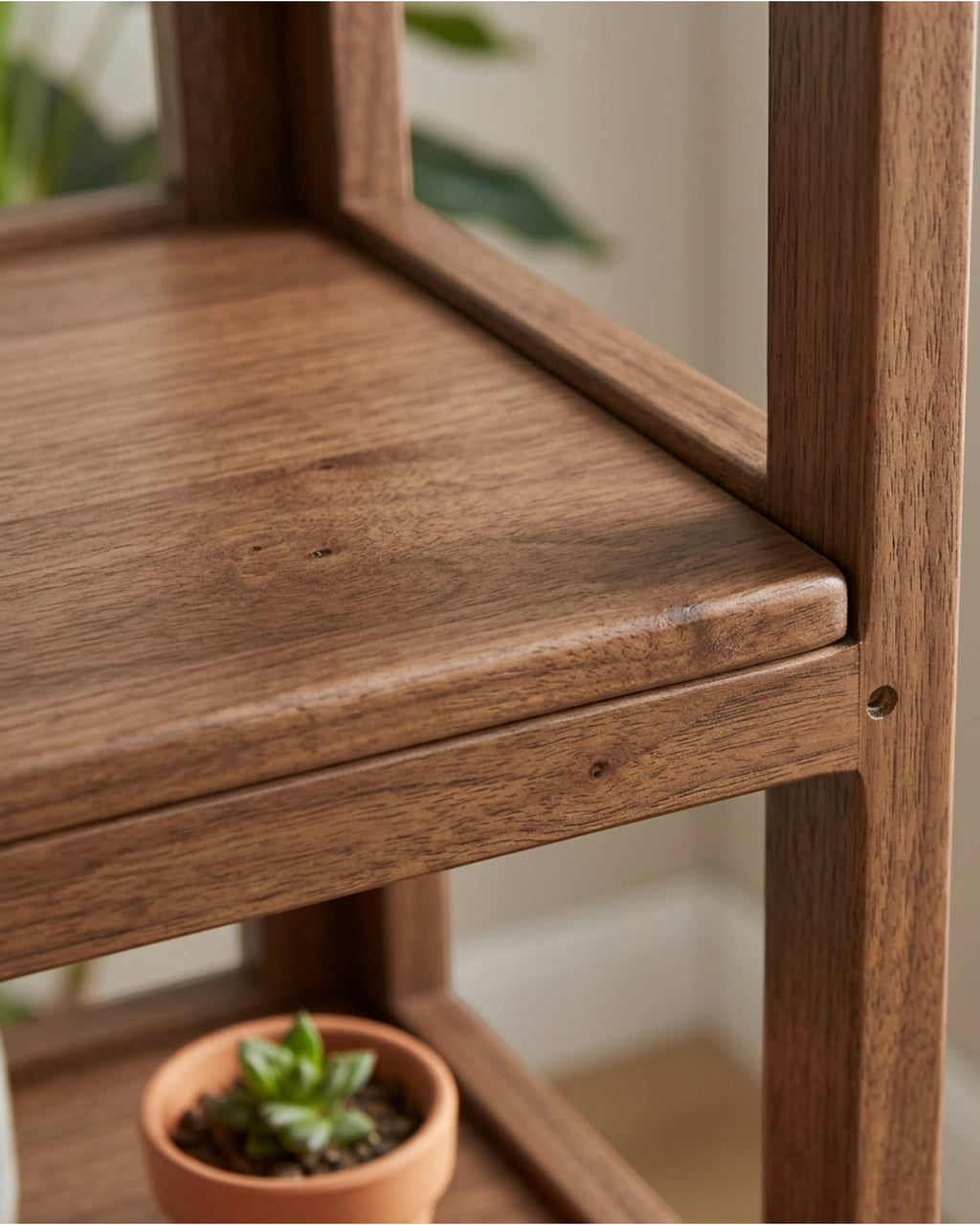 Zgkmy Corner Wooden Plant Stand Walnut 4 Tier