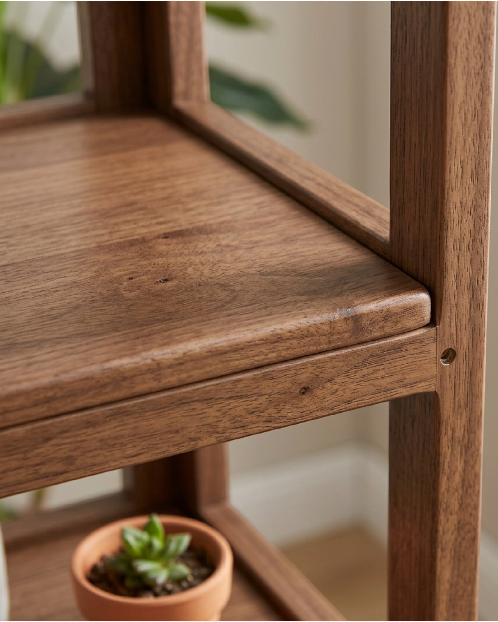 Zgkmy Corner Wooden Plant Stand Walnut 4 Tier
