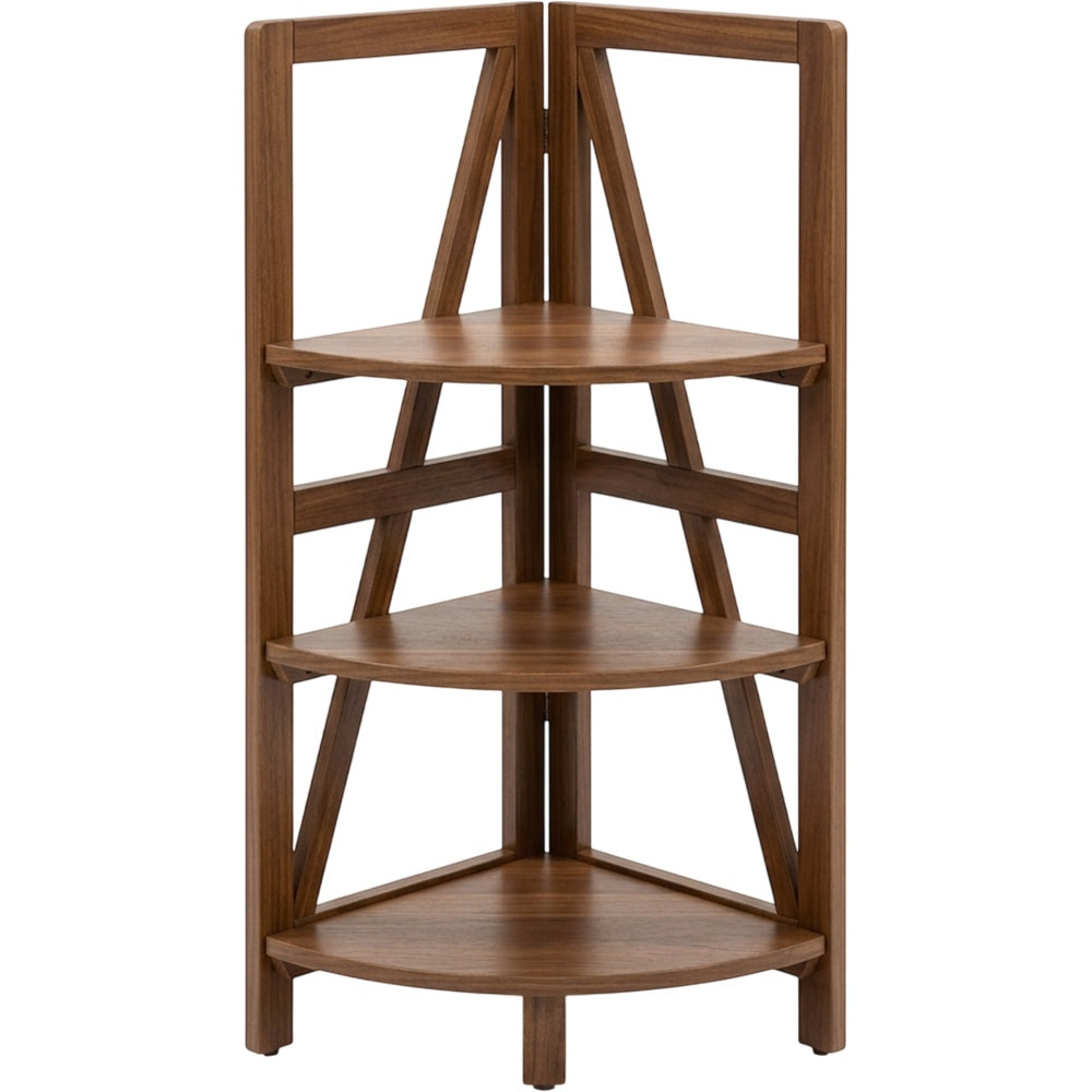 Zgkmy Corner Wooden Plant Stand Walnut 4 Tier