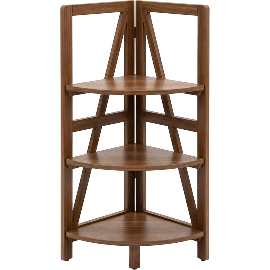 Zgkmy Corner Wooden Plant Stand Walnut 4 Tier