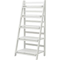 Zgkmy Ladder Wooden Plant Stand White 5 Tier