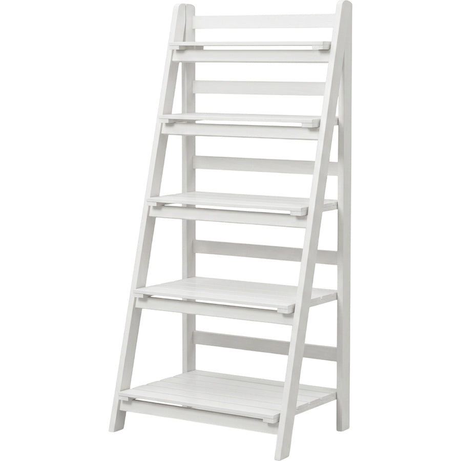 Zgkmy Ladder Wooden Plant Stand White 5 Tier