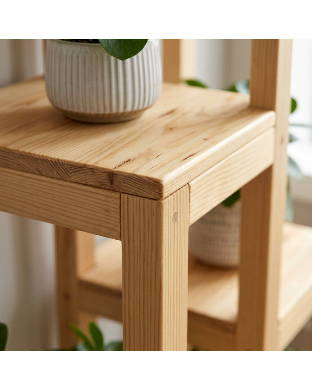 Zgkmy Tiered Wooden Plant Stand Natural 3 Shelf