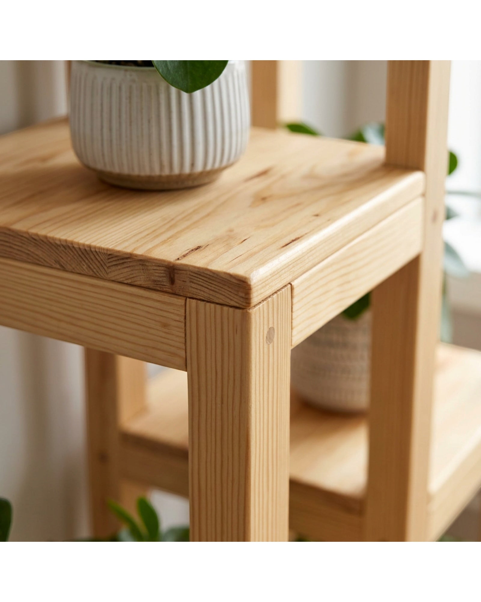 Zgkmy Tiered Wooden Plant Stand Natural 3 Shelf