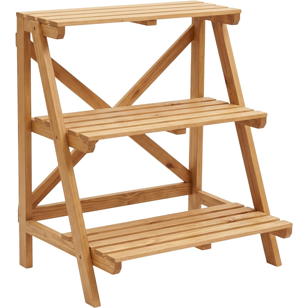 Zgkmy Tiered Wooden Plant Stand Natural 3 Shelf