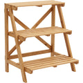 Zgkmy Tiered Wooden Plant Stand Natural 3 Shelf