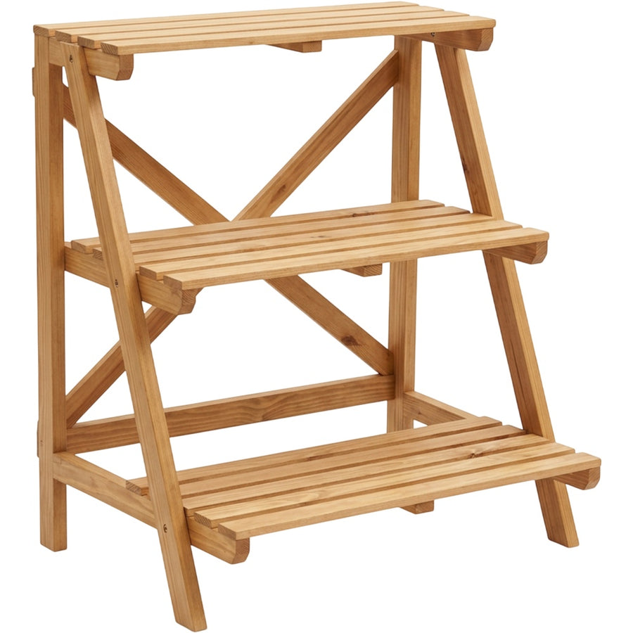 Zgkmy Tiered Wooden Plant Stand Natural 3 Shelf