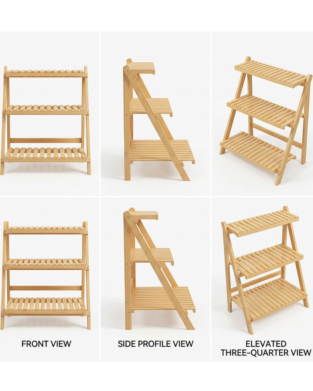 Zgkmy Tiered Wooden Plant Stand Natural 3 Shelf